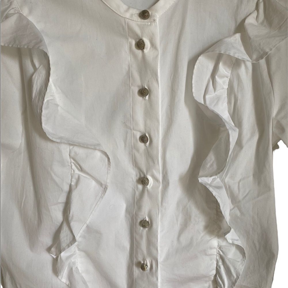 Kooples white ruffle blouse size 1 - Picture 5 of 8